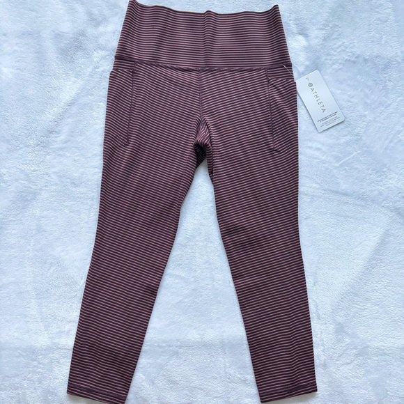 ATHLETA Salutation Stash Pocket II Textured 7/8 Striped Tight--S - Picture 7 of 16